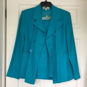Turquoise size 10 skirt suit blazer